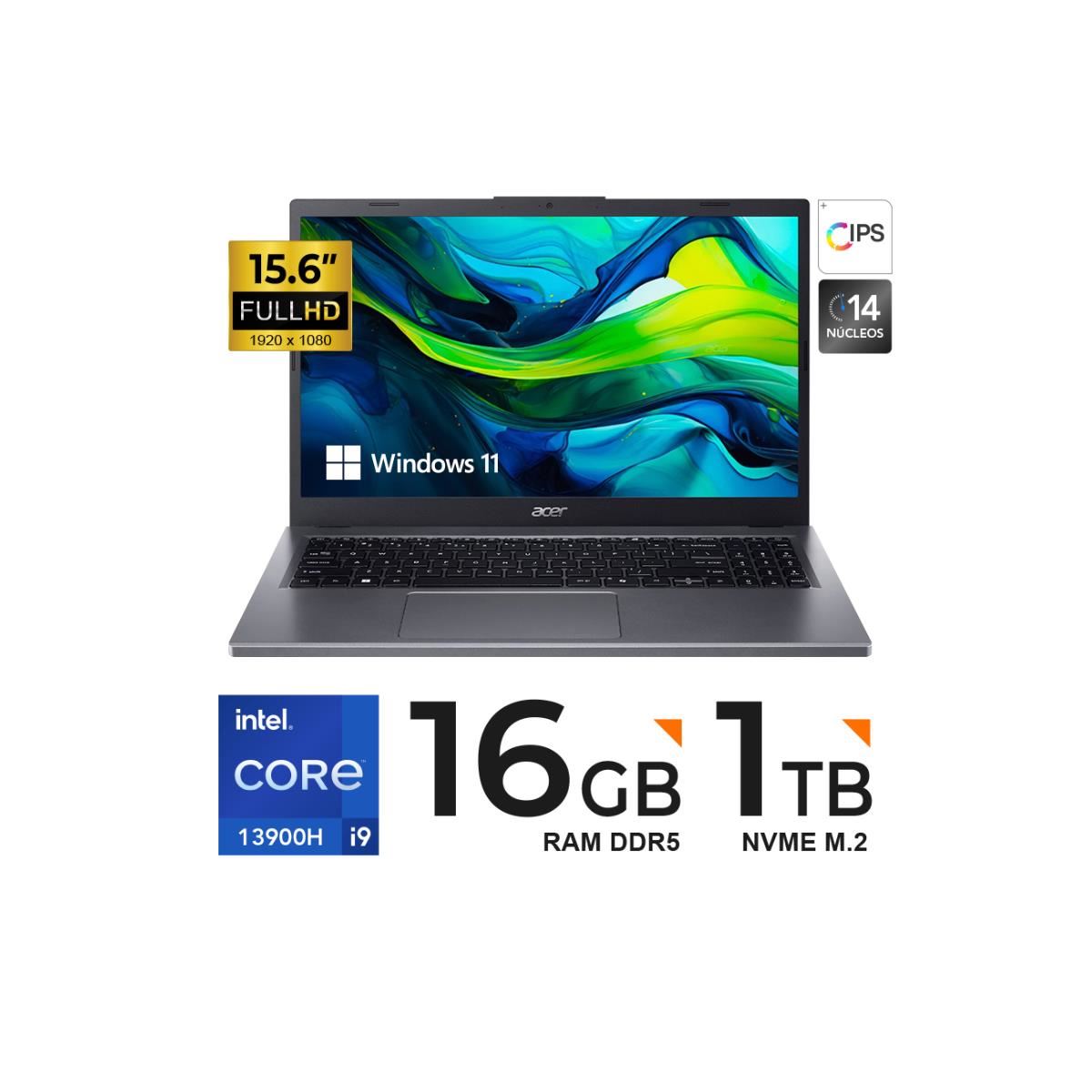 LAPTOP ACER ASPIRE 15 15.6" FHD CORE i9-13900H 16GB 1TB SSD W11